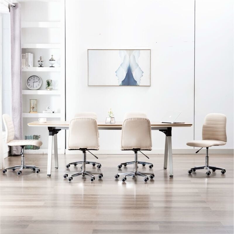 

Sillas de comedor 6 unidades tela color crema
