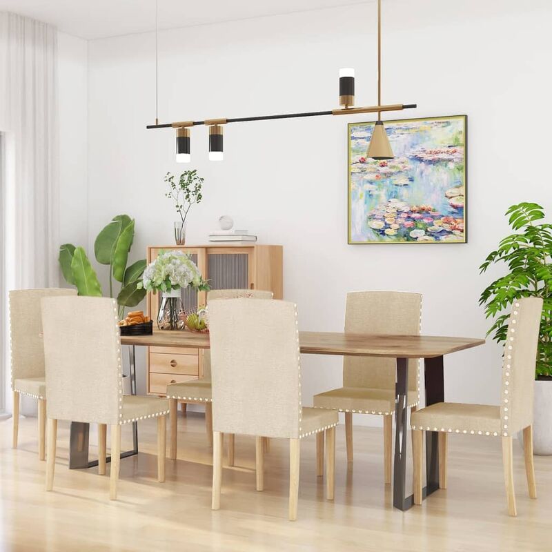 

Sillas de comedor 6 unidades tela color crema