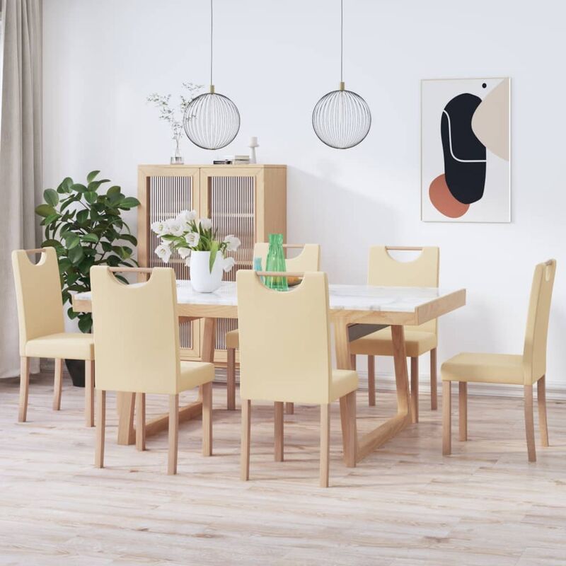 

Sillas de comedor 6 unidades tela color crema