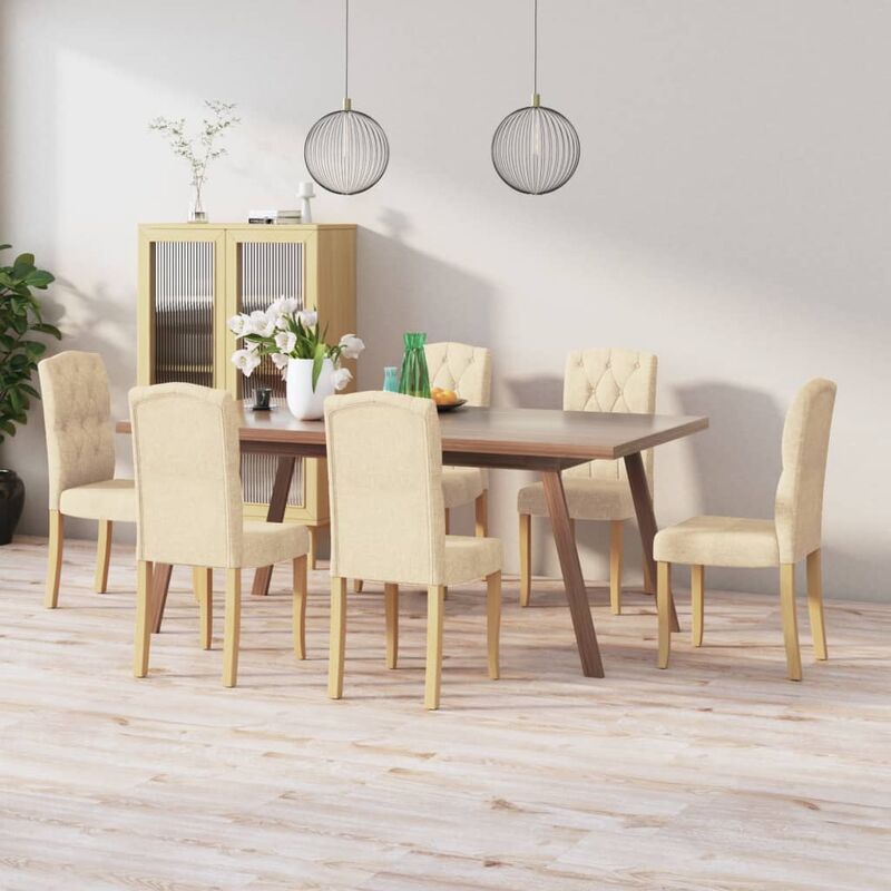 

Sillas de comedor 6 unidades tela color crema