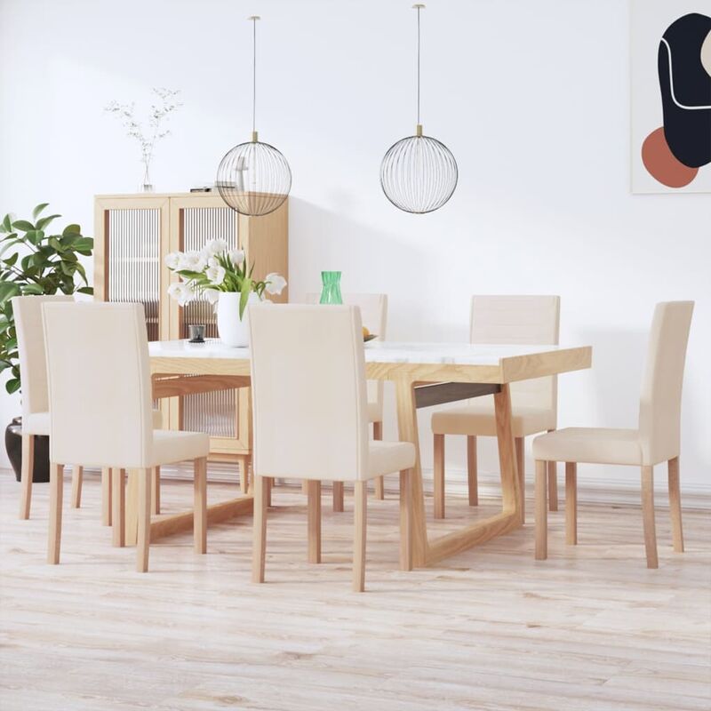 

Sillas de comedor 6 unidades tela color crema