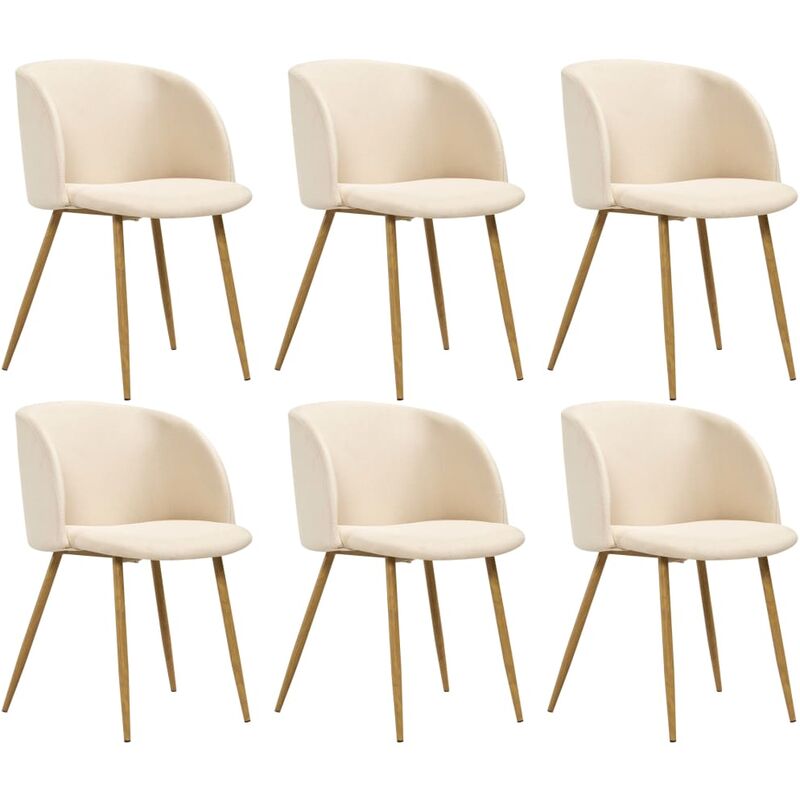 

Sillas de comedor 6 unidades tela color crema - Crema