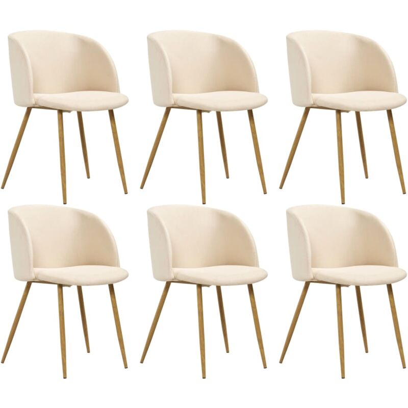 

Sillas de comedor 6 unidades tela color crema - Crema - Vidaxl