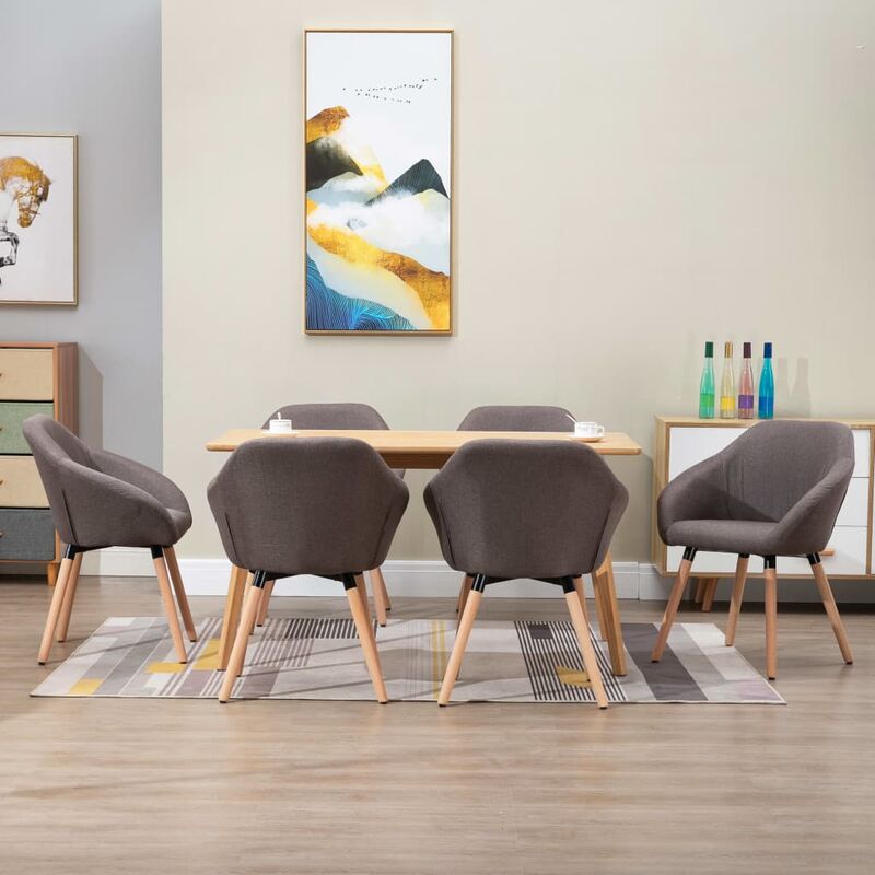 

Sillas de comedor 6 unidades tela color gris topo