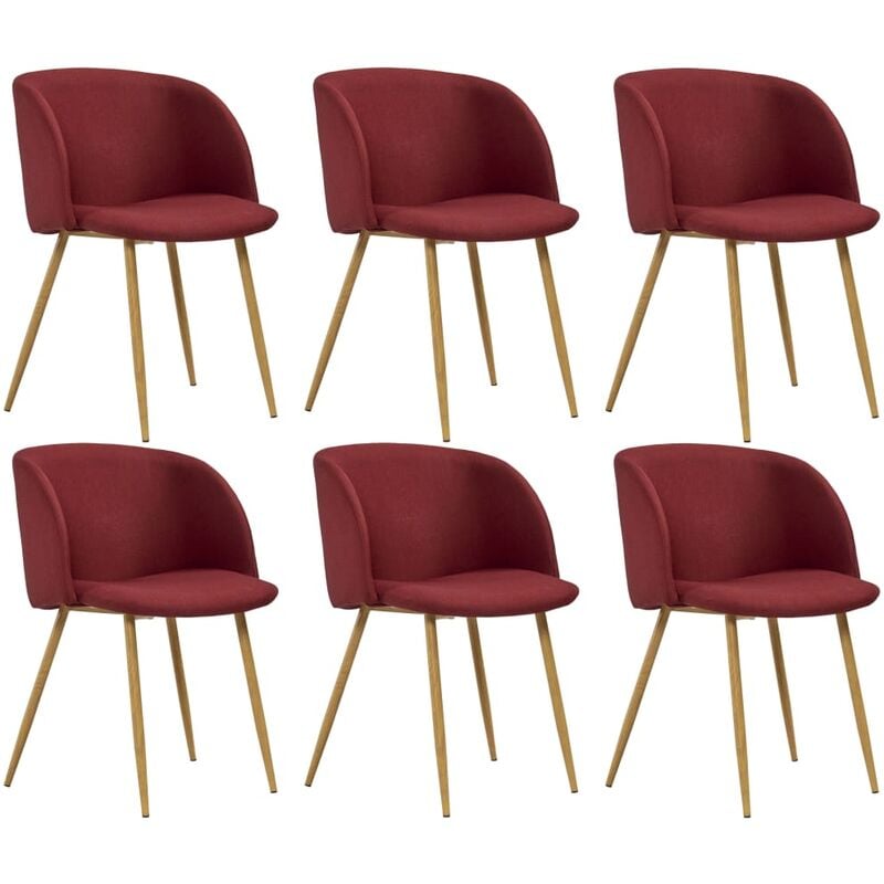 

Sillas de comedor 6 unidades tela color vino tinto - Rojo - Vidaxl