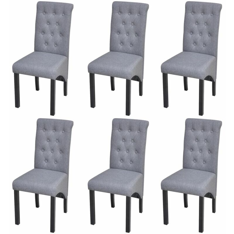 

Happyshopping - Sillas de comedor 6 unidades tela gris claro