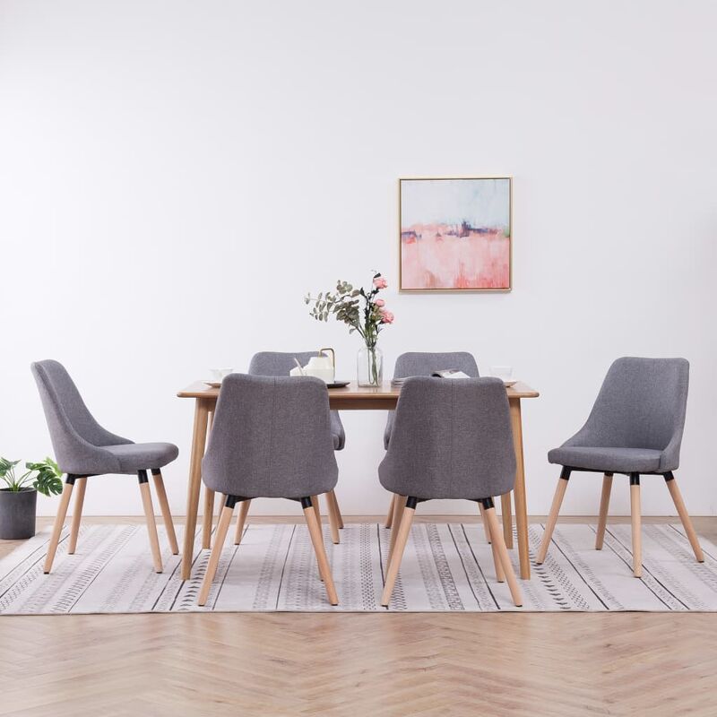 

Happyshopping - Sillas de comedor 6 unidades tela gris claro
