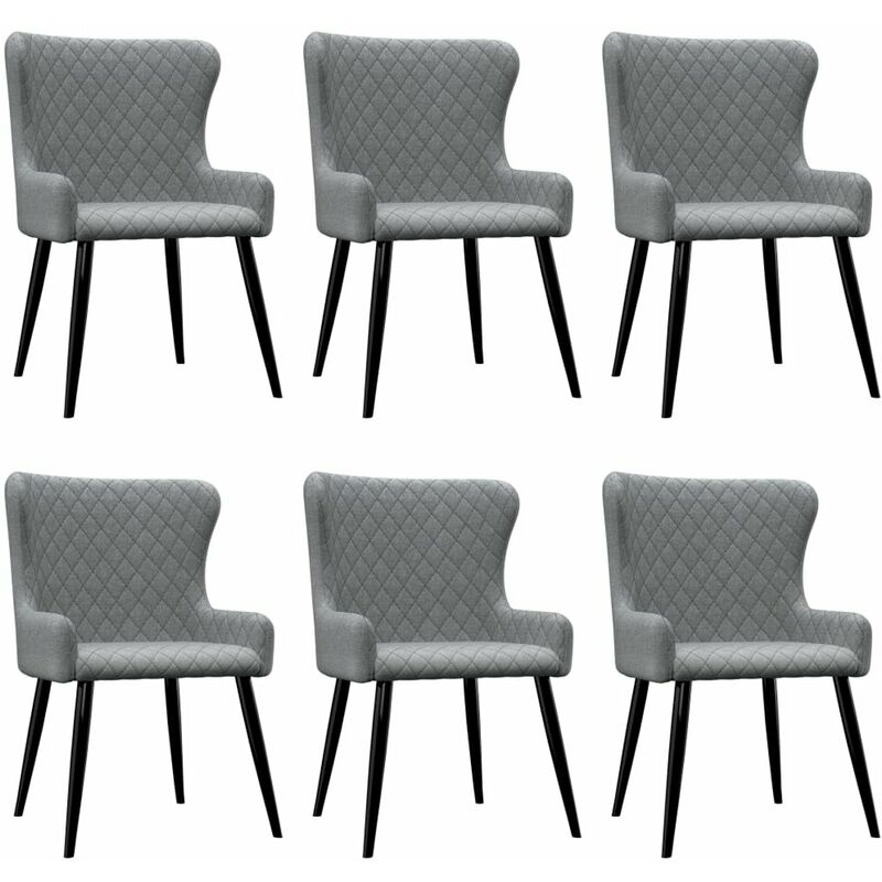 

Happyshopping - Sillas de comedor 6 unidades tela gris claro