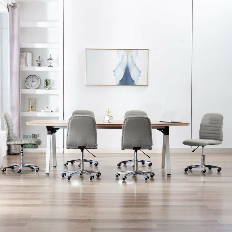 

Happyshopping - Sillas de comedor 6 unidades tela gris claro