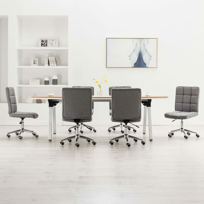 

Sillas de comedor 6 unidades tela gris claro