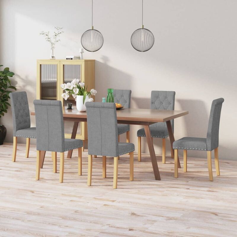 

Sillas de comedor 6 unidades tela gris claro
