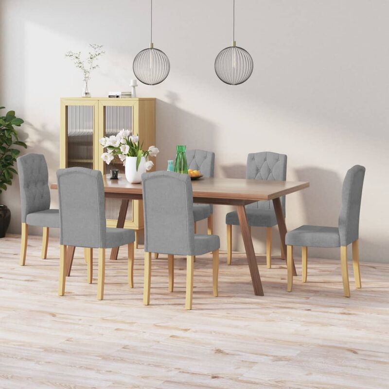 

Sillas de comedor 6 unidades tela gris claro