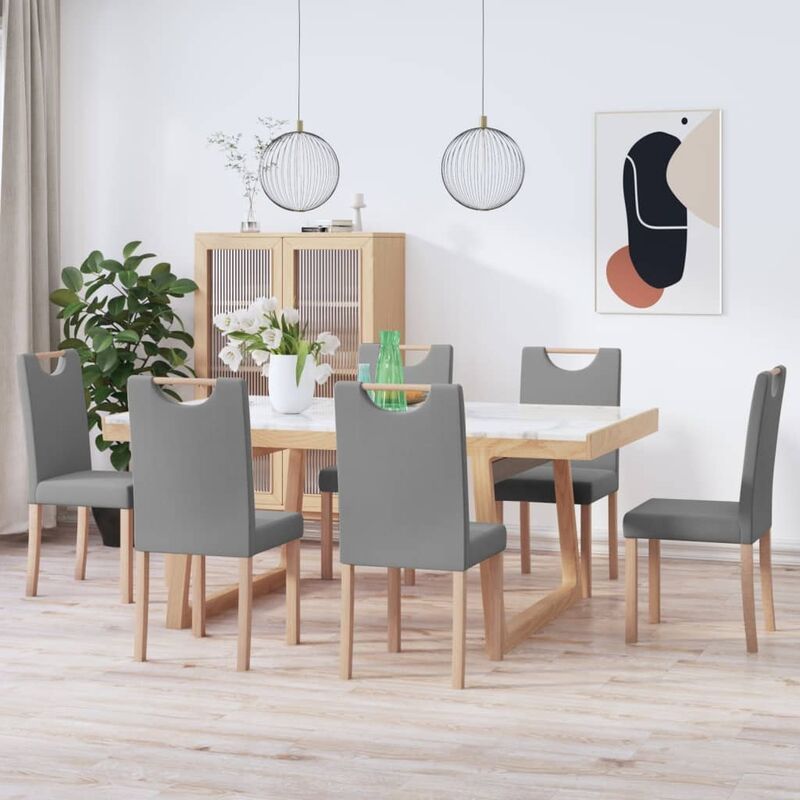 

Sillas de comedor 6 unidades tela gris claro