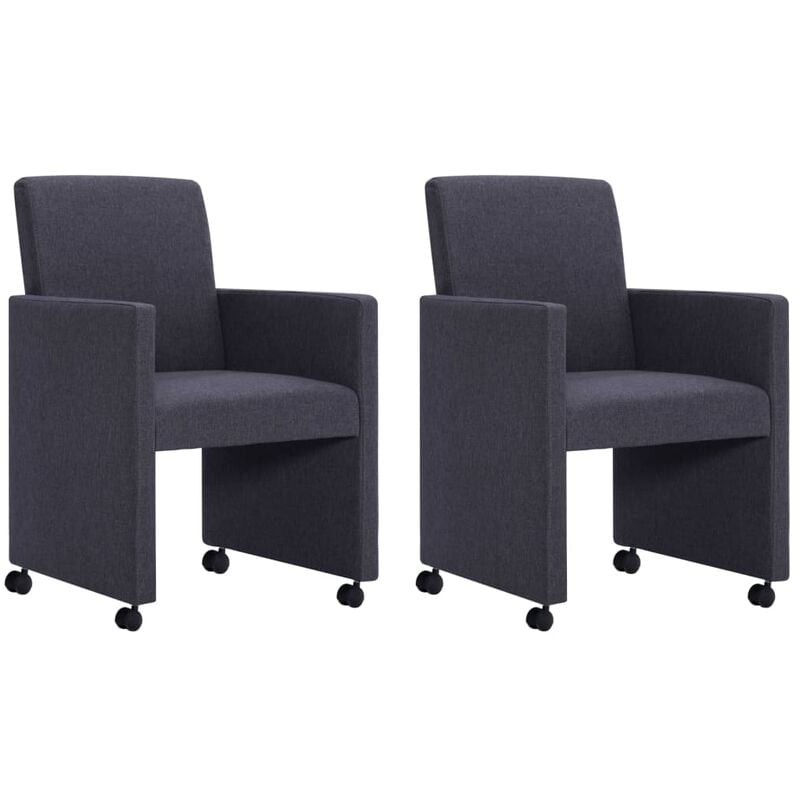 

vidaXL Sillas de Comedor de Tela 2 Unidades Gris Oscura - Gris