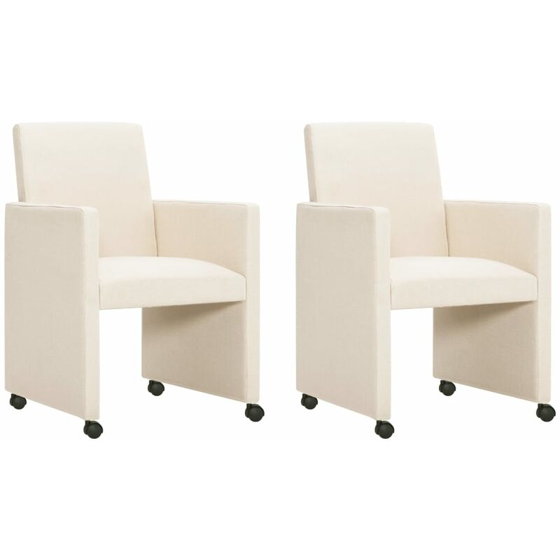 

vidaXL Sillas de Comedor de Tela 2 Unidades Crema - Crema
