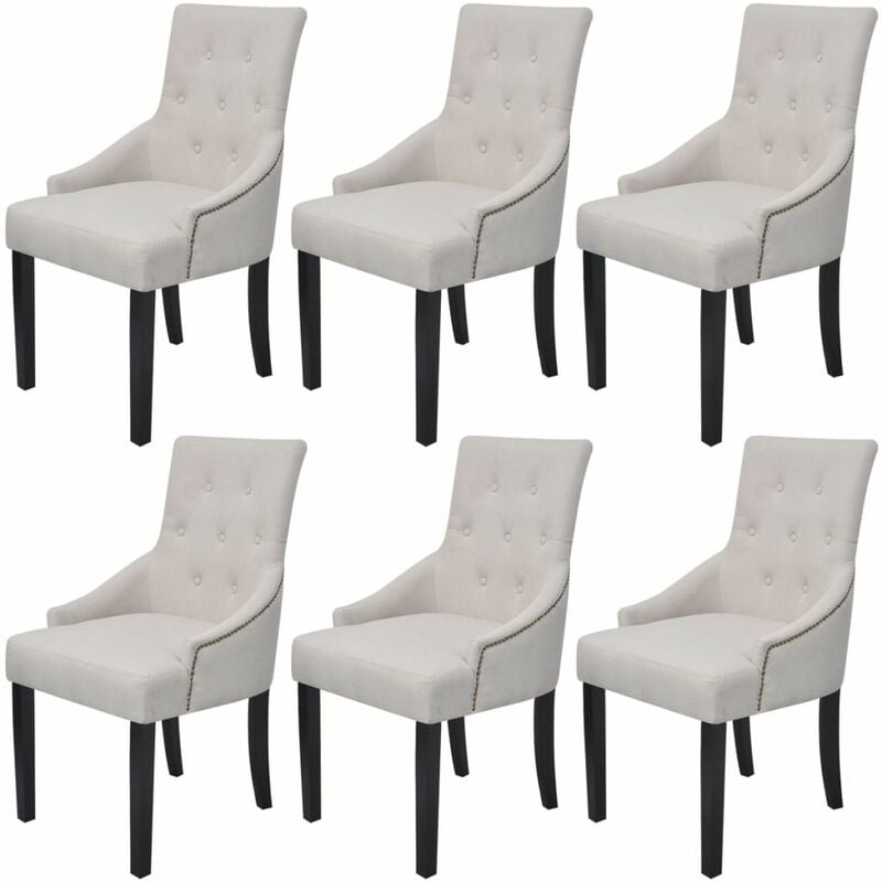 

Sillas de comedor 6 unidades tela gris crema