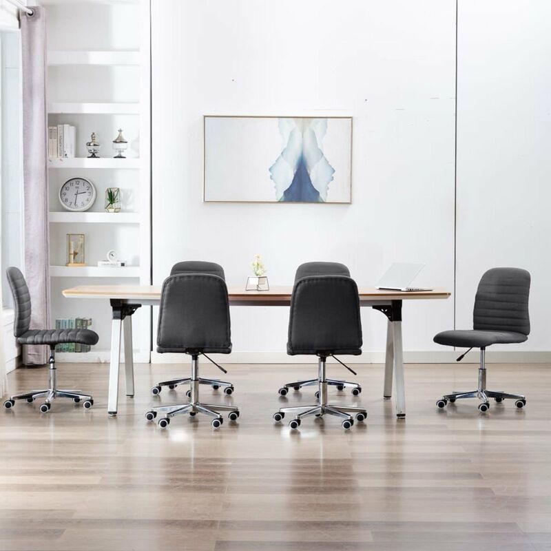 

Happyshopping - Sillas de comedor 6 unidades tela gris oscuro