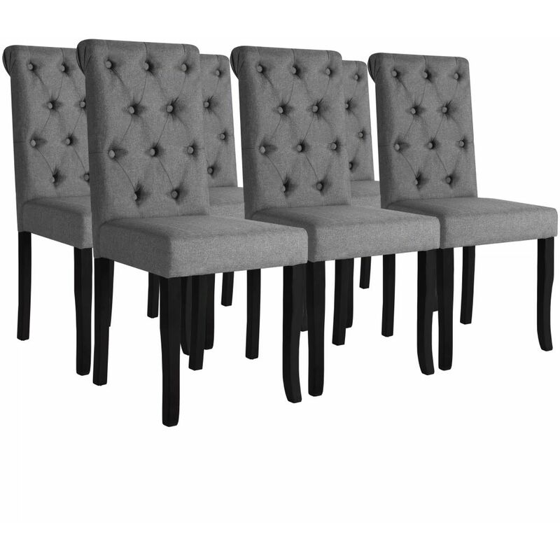 

Sillas de comedor 6 unidades tela gris oscuro
