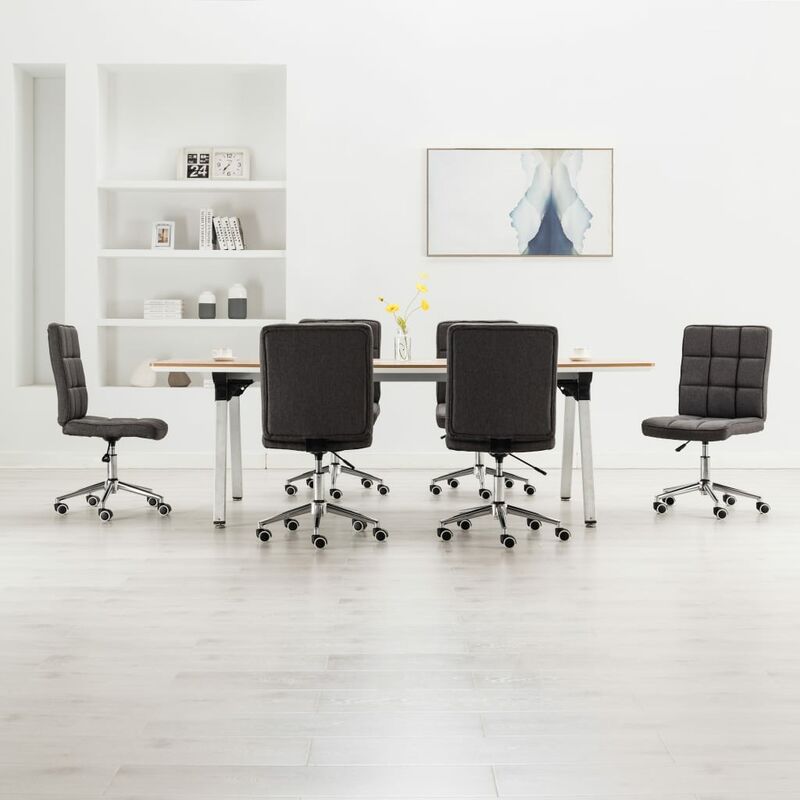 

Sillas de comedor 6 unidades tela gris oscuro