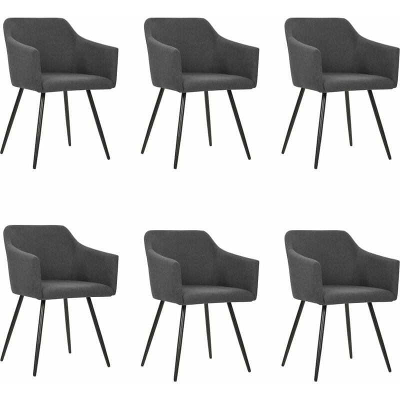 

Sillas de comedor 6 unidades tela gris oscuro