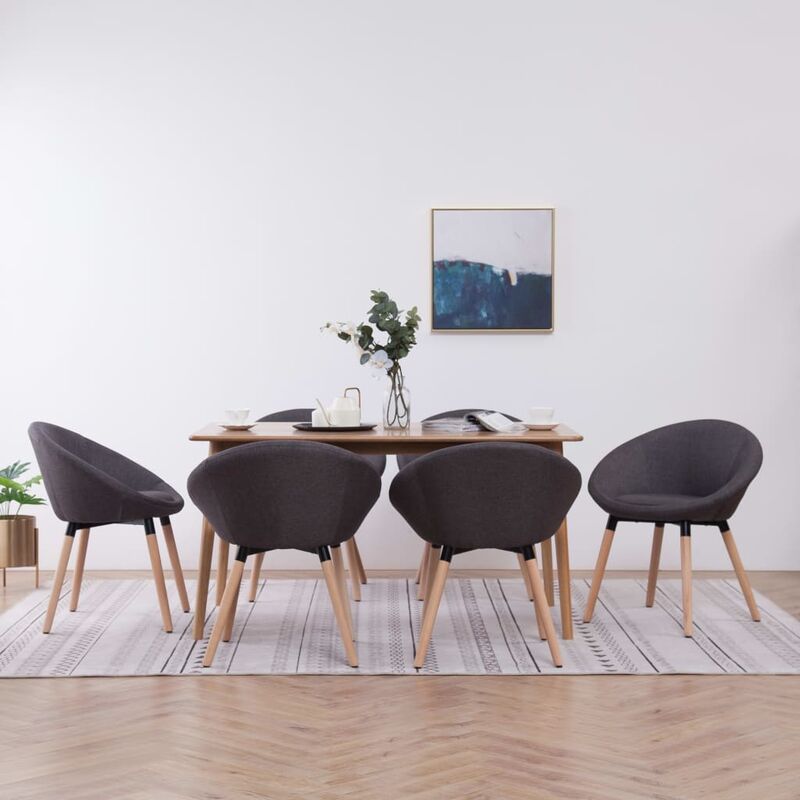 

Sillas de comedor 6 unidades tela gris oscuro