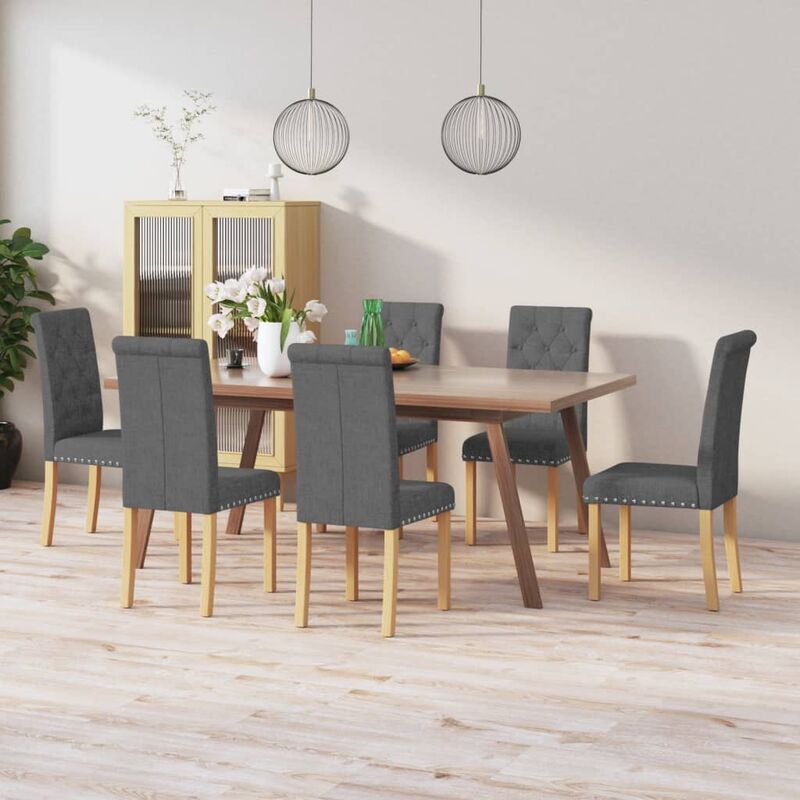 

Sillas de comedor 6 unidades tela gris oscuro