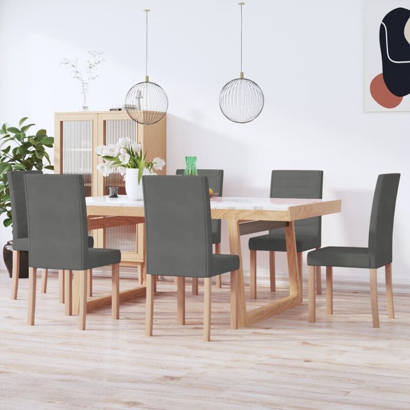 

Sillas de comedor 6 unidades tela gris oscuro