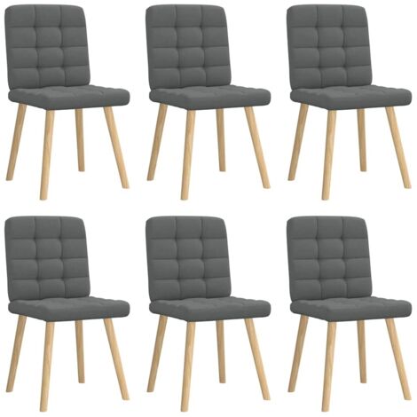 Sillas de comedor 6 unidades tela gris oscuro