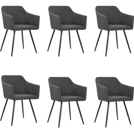 Sillas de comedor 6 unidades tela gris oscuro vidaXL