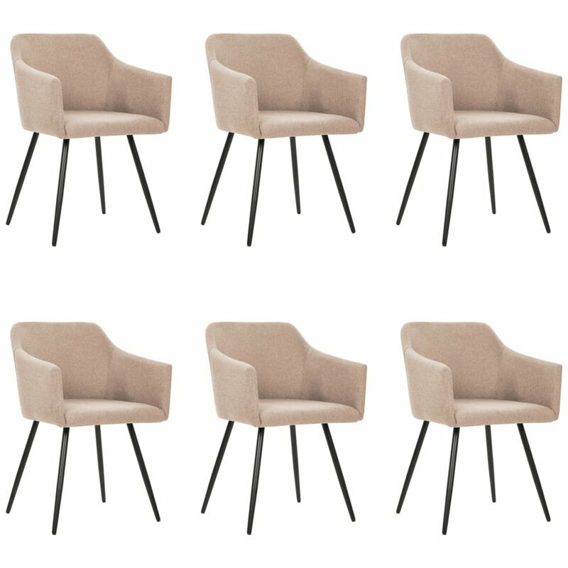 

Happyshopping - Sillas de comedor 6 unidades tela gris topo