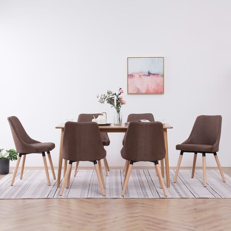 

Happyshopping - Sillas de comedor 6 unidades tela marron