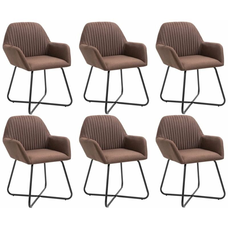 

Happyshopping - Sillas de comedor 6 unidades tela marron