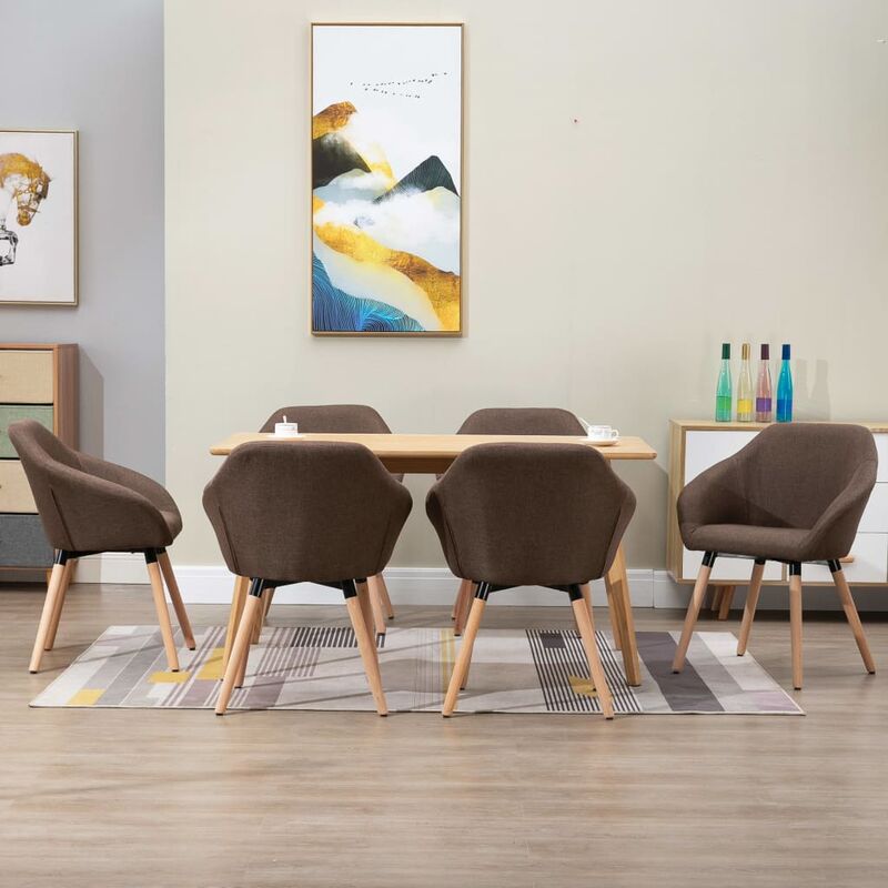

Sillas de comedor 6 unidades tela marrón