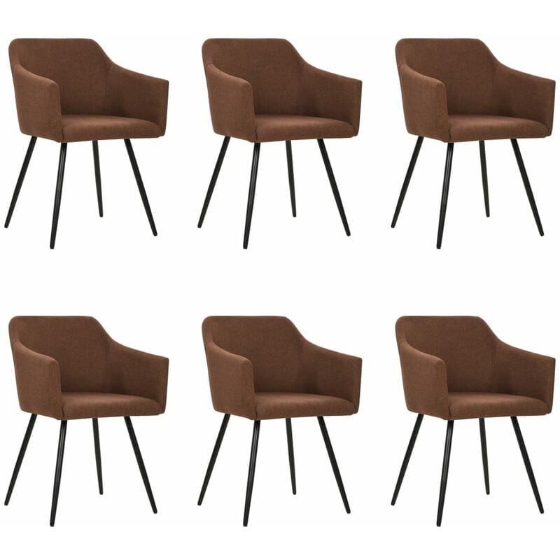

Sillas de comedor 6 unidades tela marrón