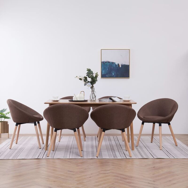 

Sillas de comedor 6 unidades tela marrón