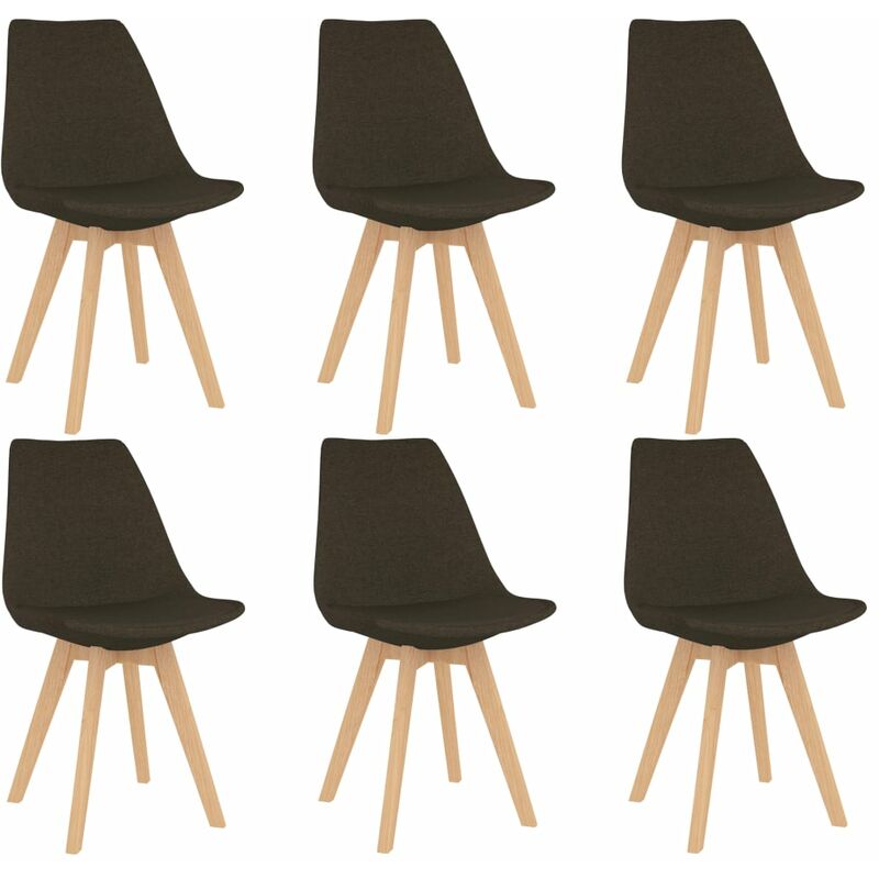 

Sillas de comedor 6 unidades tela marrón oscuro