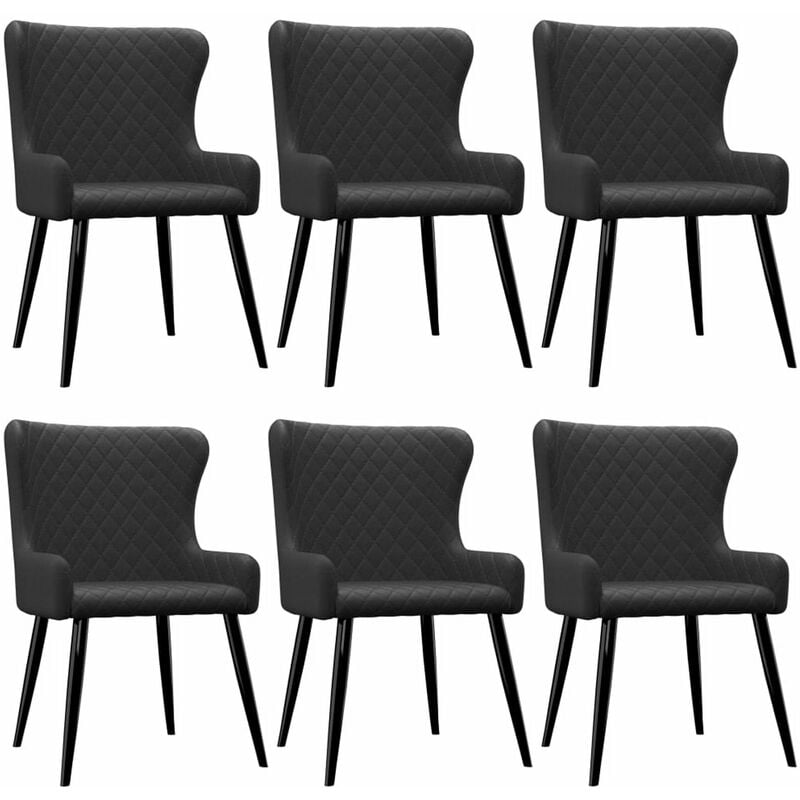 

Happyshopping - Sillas de comedor 6 unidades tela negro
