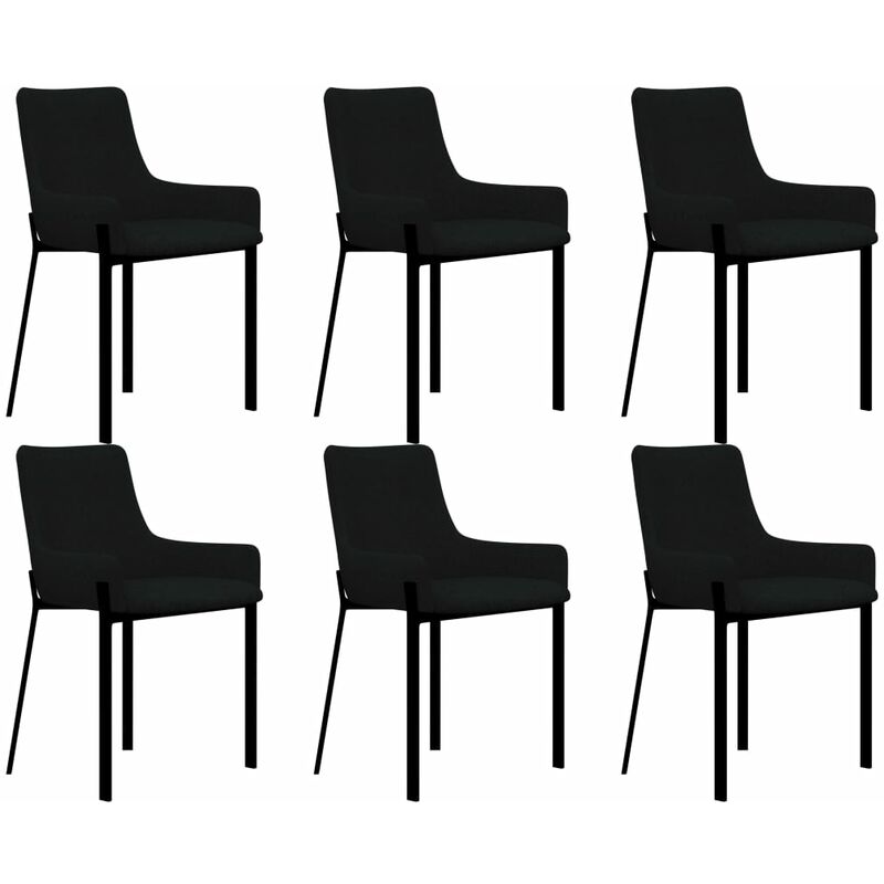 

Happyshopping - Sillas de comedor 6 unidades tela negro