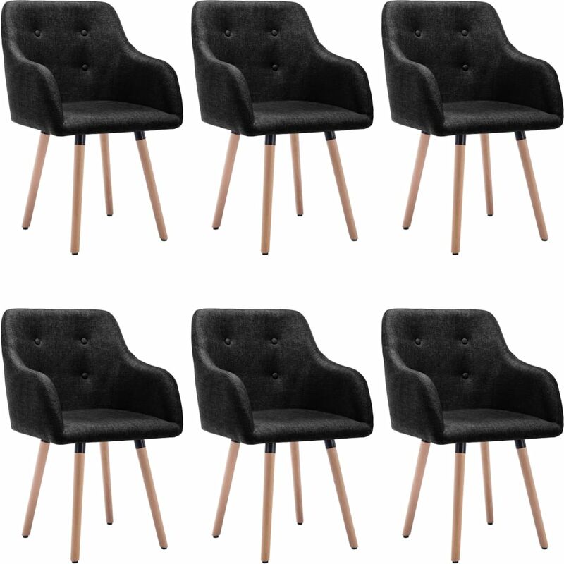

Sillas de comedor 6 unidades tela negro