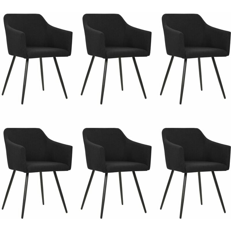 

Sillas de comedor 6 unidades tela negro