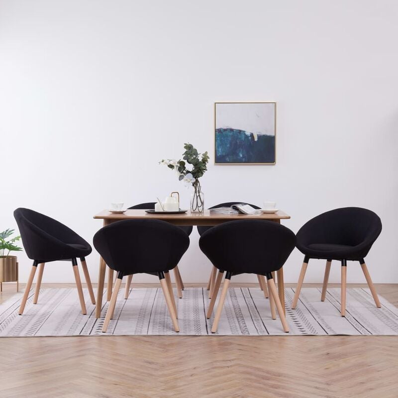 

Sillas de comedor 6 unidades tela negro