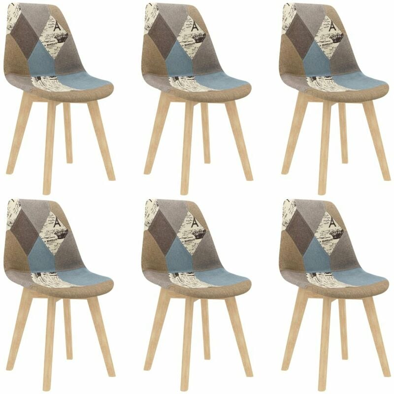 

Happyshopping - Sillas de comedor 6 unidades tela Patchwork gris