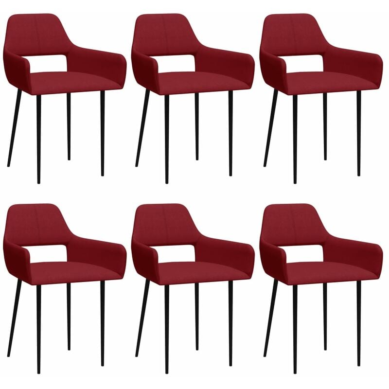 

Sillas de comedor 6 unidades tela rojo vino tinto