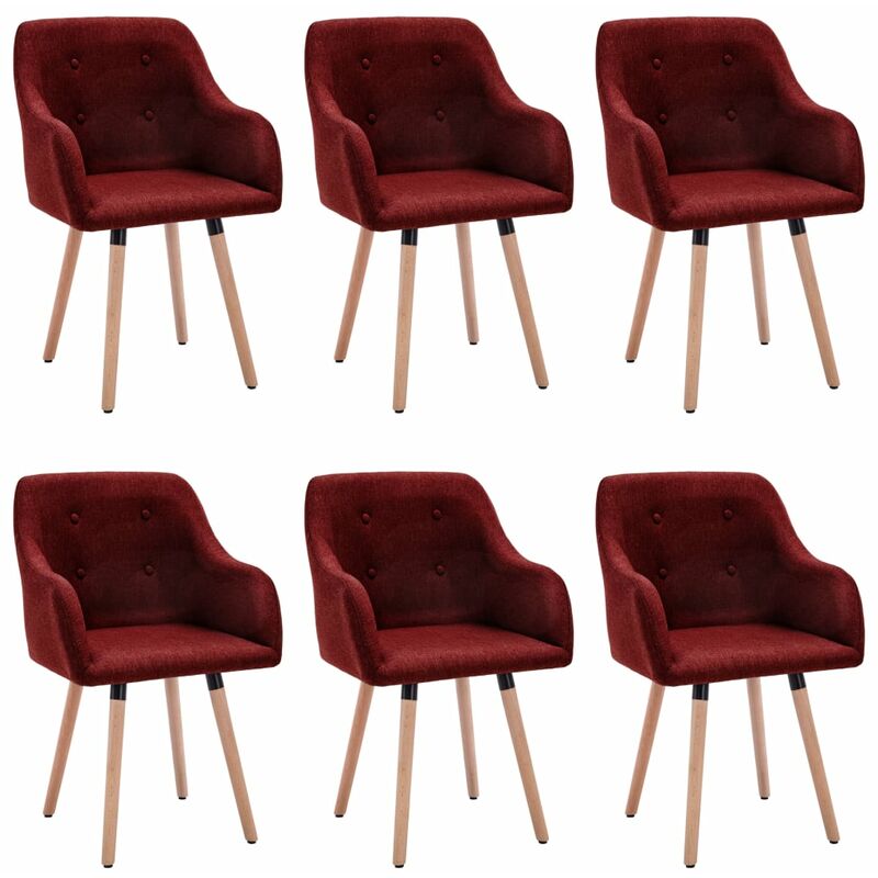 

Sillas de comedor 6 unidades tela rojo vino tinto