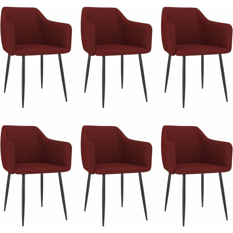 

Sillas de comedor 6 unidades tela rojo vino tinto
