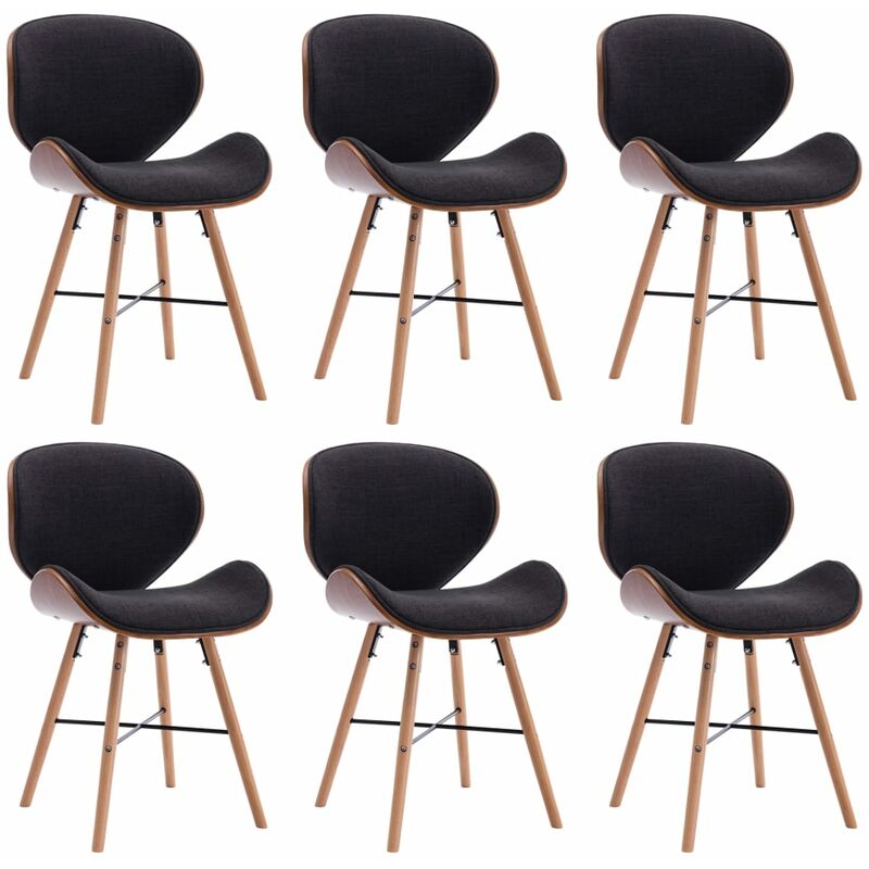 

Sillas de comedor 6 unidades tela y madera curvada gris oscuro