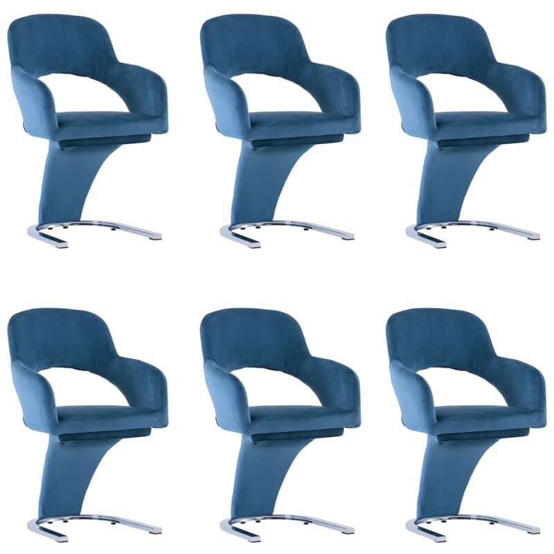 

BHD - Sillas de comedor 6 unidades terciopelo azul