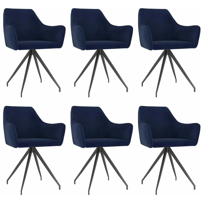 

BHD - Sillas de comedor 6 unidades terciopelo azul