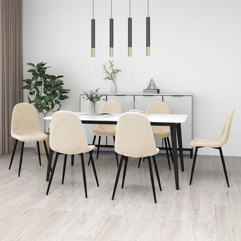 

Sillas de comedor 6 unidades terciopelo blanco crema