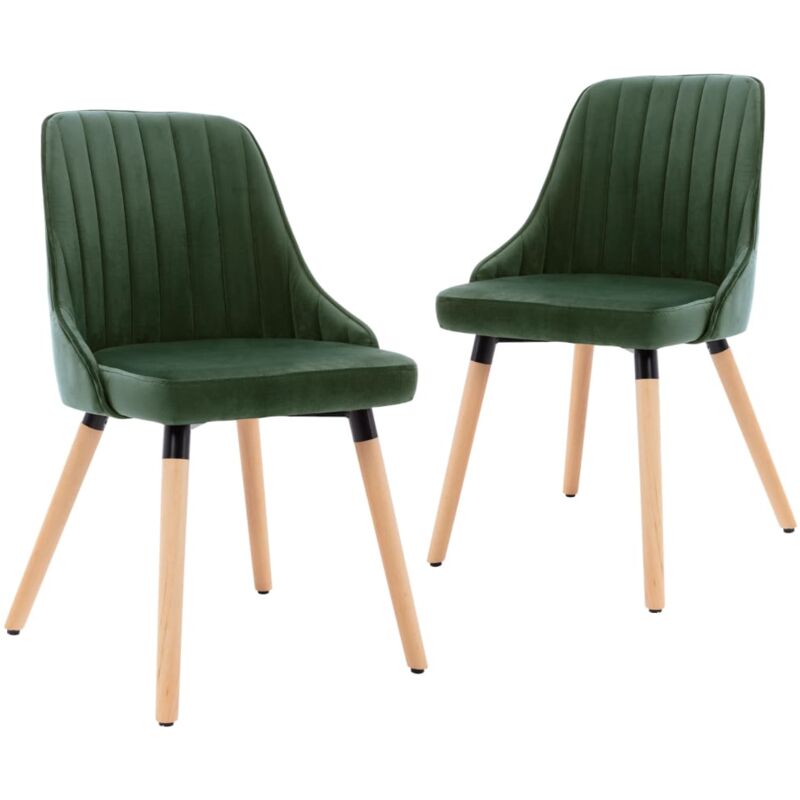 

vidaXL Sillas de Comedor de Terciopelo 2 Unidades Verde Oscuro - Verde